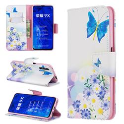 Butterflies Flowers Leather Wallet Case for Huawei Honor 9X