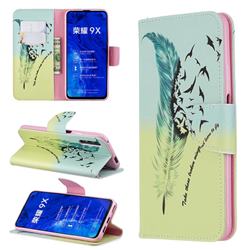 Feather Bird Leather Wallet Case for Huawei Honor 9X