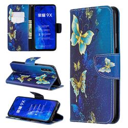 Golden Butterflies Leather Wallet Case for Huawei Honor 9X