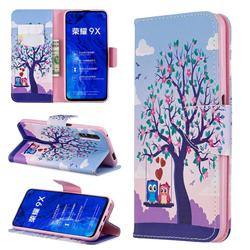 Tree and Owls Leather Wallet Case for Huawei Honor 9X