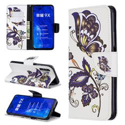 Butterflies and Flowers Leather Wallet Case for Huawei Honor 9X