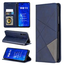 Prismatic Slim Magnetic Sucking Stitching Wallet Flip Cover for Huawei Honor 9X - Blue