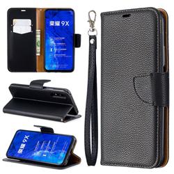 Classic Luxury Litchi Leather Phone Wallet Case for Huawei Honor 9X - Black