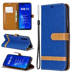 Jeans Cowboy Denim Leather Wallet Case for Huawei Honor 9X - Sapphire