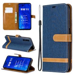 Jeans Cowboy Denim Leather Wallet Case for Huawei Honor 9X - Dark Blue