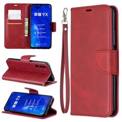 Classic Sheepskin PU Leather Phone Wallet Case for Huawei Honor 9X - Red