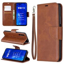 Classic Sheepskin PU Leather Phone Wallet Case for Huawei Honor 9X - Brown