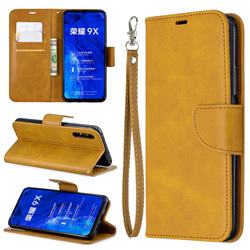 Classic Sheepskin PU Leather Phone Wallet Case for Huawei Honor 9X - Yellow