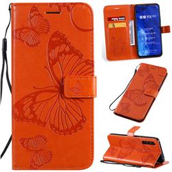 Embossing 3D Butterfly Leather Wallet Case for Huawei Honor 9X - Orange