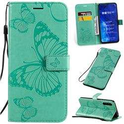 Embossing 3D Butterfly Leather Wallet Case for Huawei Honor 9X - Green