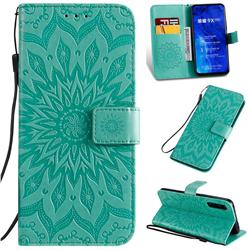 Embossing Sunflower Leather Wallet Case for Huawei Honor 9X - Green
