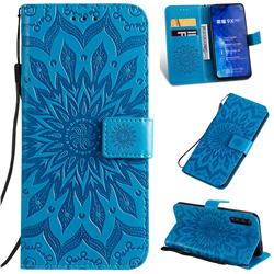 Embossing Sunflower Leather Wallet Case for Huawei Honor 9X - Blue