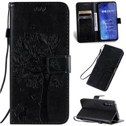 Embossing Butterfly Tree Leather Wallet Case for Huawei Honor 9X - Black