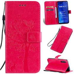 Embossing Butterfly Tree Leather Wallet Case for Huawei Honor 9X - Rose