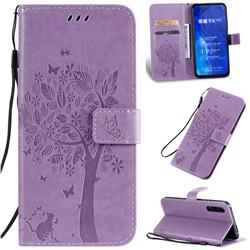 Embossing Butterfly Tree Leather Wallet Case for Huawei Honor 9X - Violet