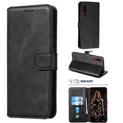Retro Calf Matte Leather Wallet Phone Case for Huawei Honor 9X - Black