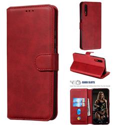 Retro Calf Matte Leather Wallet Phone Case for Huawei Honor 9X - Red