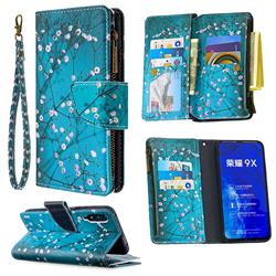 Blue Plum Binfen Color BF03 Retro Zipper Leather Wallet Phone Case for Huawei Honor 9X