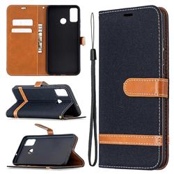 Jeans Cowboy Denim Leather Wallet Case for Huawei Honor 9X Lite - Black