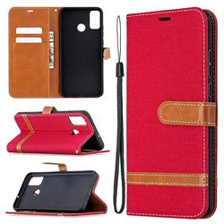 Jeans Cowboy Denim Leather Wallet Case for Huawei Honor 9X Lite - Red