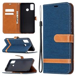 Jeans Cowboy Denim Leather Wallet Case for Huawei Honor 9X Lite - Dark Blue