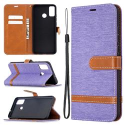 Jeans Cowboy Denim Leather Wallet Case for Huawei Honor 9X Lite - Purple
