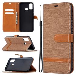 Jeans Cowboy Denim Leather Wallet Case for Huawei Honor 9X Lite - Brown