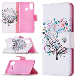 Colorful Tree Leather Wallet Case for Huawei Honor 9X Lite