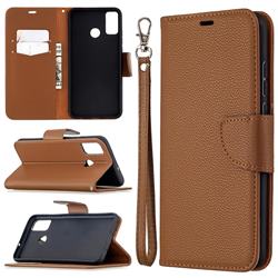 Classic Luxury Litchi Leather Phone Wallet Case for Huawei Honor 9X Lite - Brown