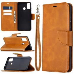 Classic Sheepskin PU Leather Phone Wallet Case for Huawei Honor 9X Lite - Yellow