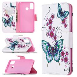 Peach Butterflies Leather Wallet Case for Huawei Honor 9X Lite