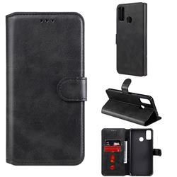 Retro Calf Matte Leather Wallet Phone Case for Huawei Honor 9X Lite - Black