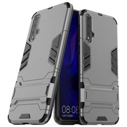 Armor Premium Tactical Grip Kickstand Shockproof Dual Layer Rugged Hard Cover for Huawei Honor 9X Pro - Gray