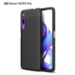 Luxury Auto Focus Litchi Texture Silicone TPU Back Cover for Huawei Honor 9X Pro - Black