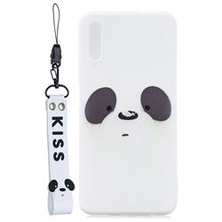 White Feather Panda Soft Kiss Candy Hand Strap Silicone Case for Huawei Honor 9X Pro