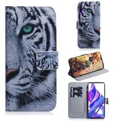 White Tiger PU Leather Wallet Case for Huawei Honor 9X Pro