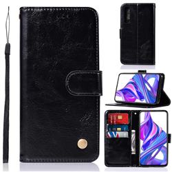 Luxury Retro Leather Wallet Case for Huawei Honor 9X Pro - Black