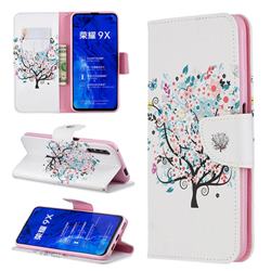 Colorful Tree Leather Wallet Case for Huawei Honor 9X Pro