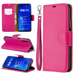 Classic Luxury Litchi Leather Phone Wallet Case for Huawei Honor 9X Pro - Rose