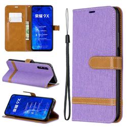 Jeans Cowboy Denim Leather Wallet Case for Huawei Honor 9X Pro - Purple