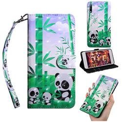 Eating Bamboo Pandas 3D Painted Leather Wallet Case for Huawei Honor 9X Pro
