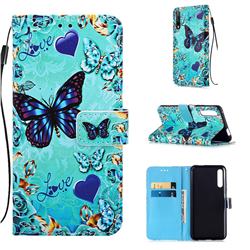 Love Butterfly Matte Leather Wallet Phone Case for Huawei Honor 9X Pro
