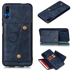 Retro Multifunction Card Slots Stand Leather Coated Phone Back Cover for Huawei Honor 9X Pro - Blue
