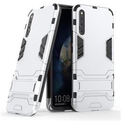 Armor Premium Tactical Grip Kickstand Shockproof Dual Layer Rugged Hard Cover for Huawei Honor Magic 2 - Silver