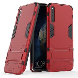 Armor Premium Tactical Grip Kickstand Shockproof Dual Layer Rugged Hard Cover for Huawei Honor Magic 2 - Wine Red