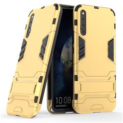 Armor Premium Tactical Grip Kickstand Shockproof Dual Layer Rugged Hard Cover for Huawei Honor Magic 2 - Golden