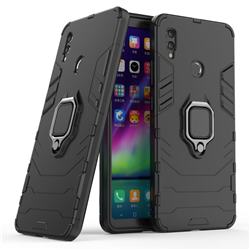Black Panther Armor Metal Ring Grip Shockproof Dual Layer Rugged Hard Cover for Huawei Honor Note 10 - Black