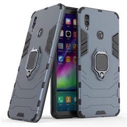 Black Panther Armor Metal Ring Grip Shockproof Dual Layer Rugged Hard Cover for Huawei Honor Note 10 - Blue