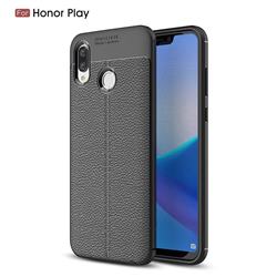 Luxury Auto Focus Litchi Texture Silicone TPU Back Cover for Huawei Honor Play(6.3 inch) - Black
