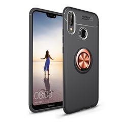Auto Focus Invisible Ring Holder Soft Phone Case for Huawei Honor Play(6.3 inch) - Black Gold